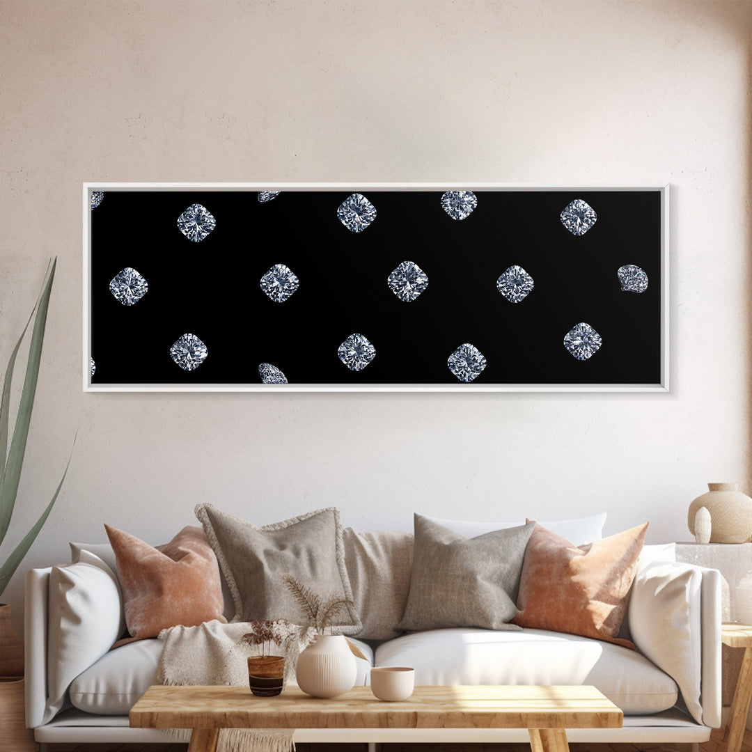 Scattered Diamond Gem Wall Art, Black Wall Decor, Glam Art Print, Modern Home Decor, Minimalist Poster, Elegant Bedroom Art