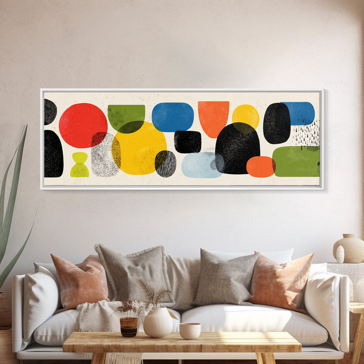 Colorful Rounded Shape Wall Art, Playful Midcentury Modern Abstract Poster, Retro Geometric Decor, Large MCM Print Gift Idea