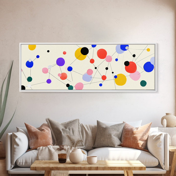 Colorful Atomic Dots And Connected Lines Wall Art, Midcentury Modern Art, Geometric Abstract Print, Retro Modern Decor Poster