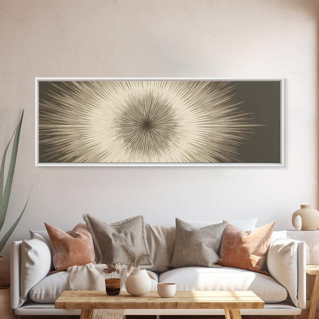Neutral Radiating Starburst Abstract Wall Art, Minimalist Modern Decor, Geometric Art Print, Beige Midcentury Poster, Statement Wall Decor