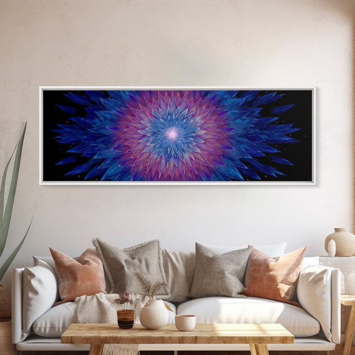 Blue Purple Crystal Kaleidoscope Canvas Print, Geometric Abstract Wall Art, Modern Psychedelic Decor, Colorful Poster, Gallery Wall Art