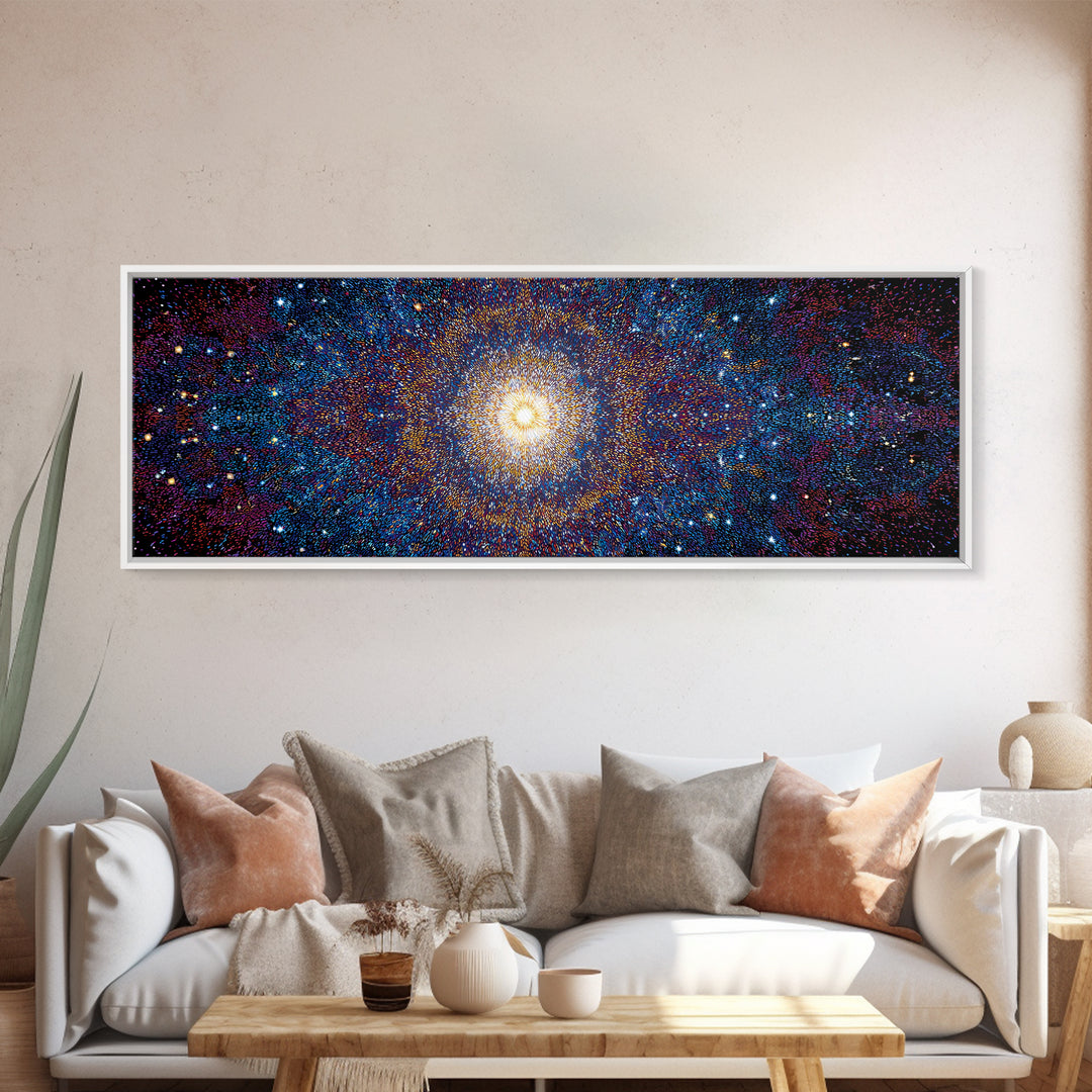 Glowing Galaxy Star Cluster Canvas Print, Cosmic Abstract Wall Art, Modern Space Decor, Blue Orange Statement Print Gift