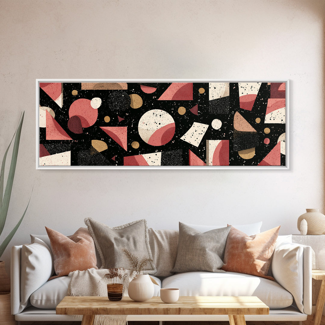 Red Black Bauhaus Geometric Wall Art, Mid Century Modern Abstract Decor, Retro Art Print, Atomic Pattern Poster, MCM Decor