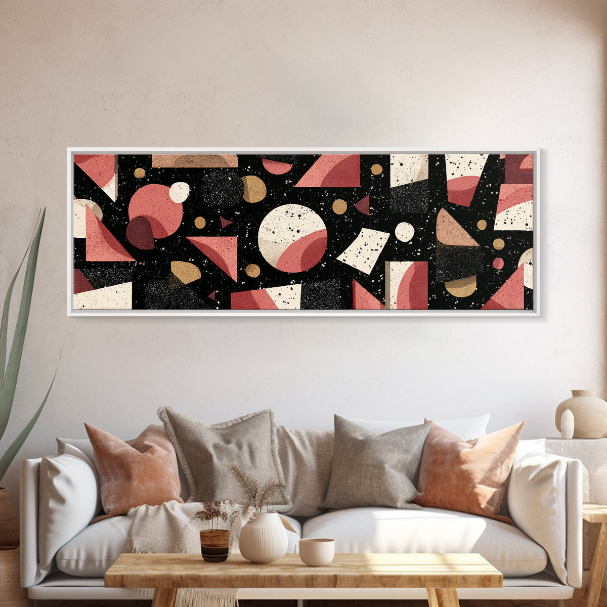 Red Black Bauhaus Geometric Wall Art, Mid Century Modern Abstract Decor, Retro Art Print, Atomic Pattern Poster, MCM Decor