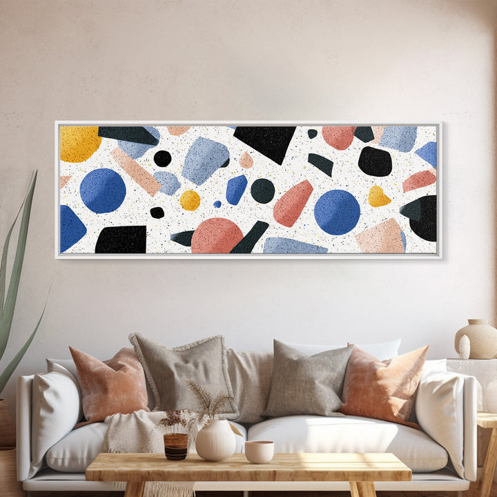 Pastel Memphis Shape Canvas Print, Mid Century Modern Decor, Colorful Abstract Wall Art, Retro Geometric Poster, MCM Art