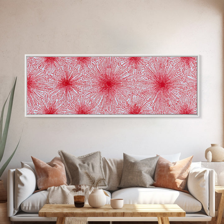 Red Pink Radiating Starburst Canvas Print, Mid Century Modern Wall Art, Bold Geometric Pattern, Retro Maximalist Decor Poster