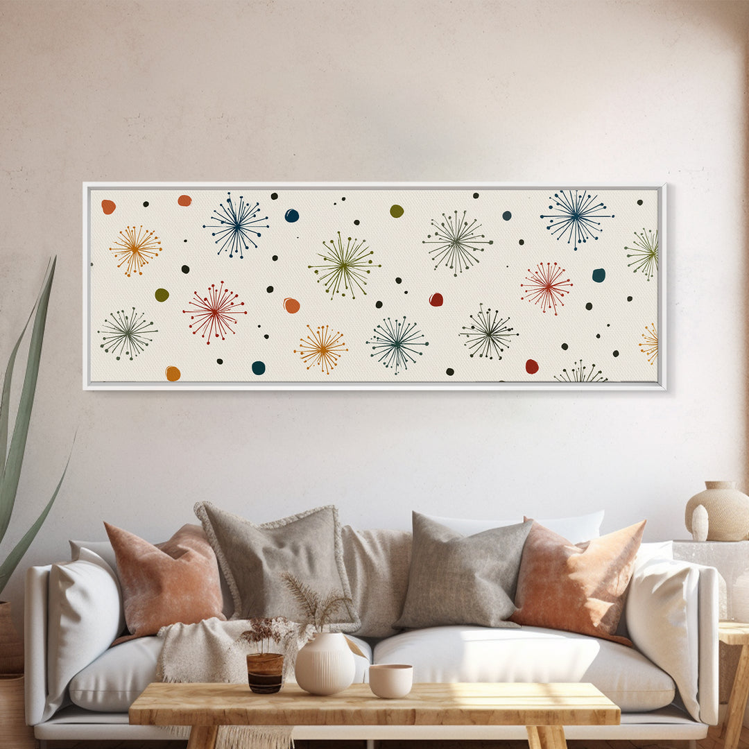 Minimal Atomic Starburst Wall Art, Mid Century Modern Print, Retro Geometric Pattern Poster, Cream MCM Home Decor Artwork