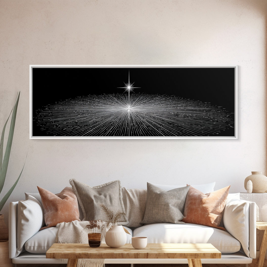 Black And White Radiant Grid Horizon Canvas Print, Minimalist Wall Art, Op Art Poster, Modern Geometric Office Decor Gift