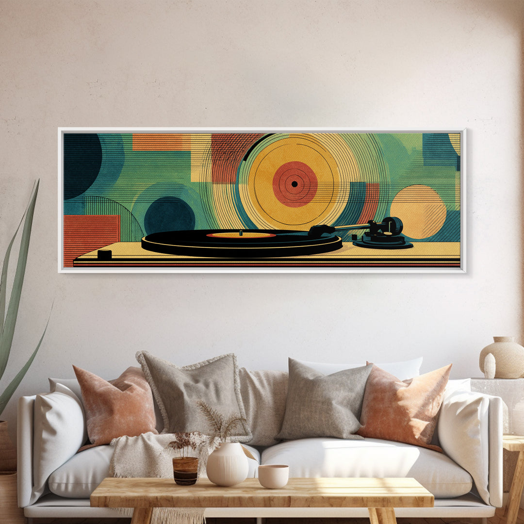 Midcentury Turntable Music Wall Art, Retro Vinyl Record Poster, Modern Art Print, Atomic MCM Decor For Living Room Decor Gift