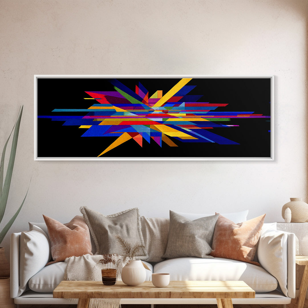 Black Geometric Shard Canvas Print, Colorful Abstract Poster, Midcentury Modern Wall Art, Bauhaus MCM Modern Home Office Decor