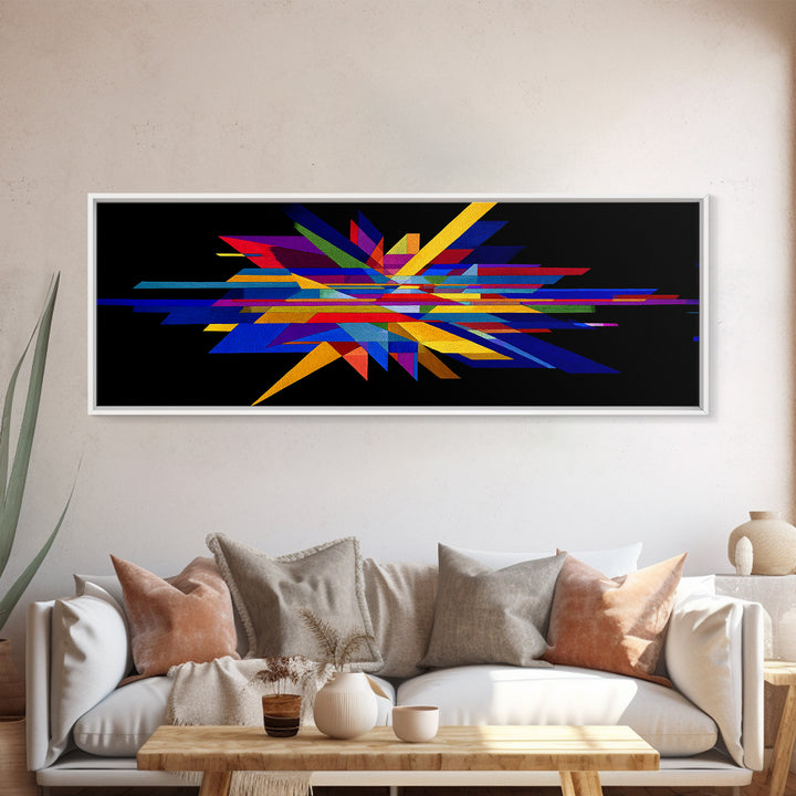 Black Geometric Shard Canvas Print, Colorful Abstract Poster, Midcentury Modern Wall Art, Bauhaus MCM Modern Home Office Decor