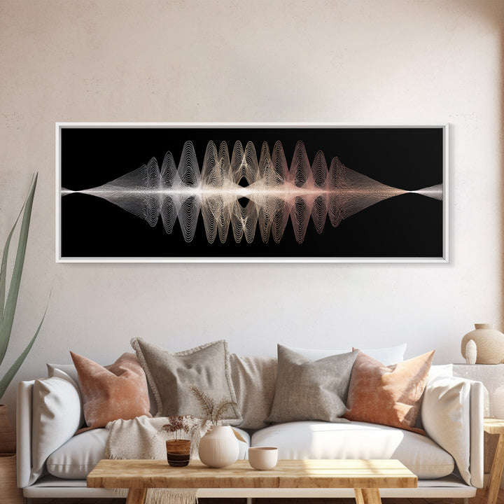 Minimal Monochrome Waveform Canvas Print, Midcentury Modern Wall Art, Abstract Line Poster, Neutral Geometric Home Decor