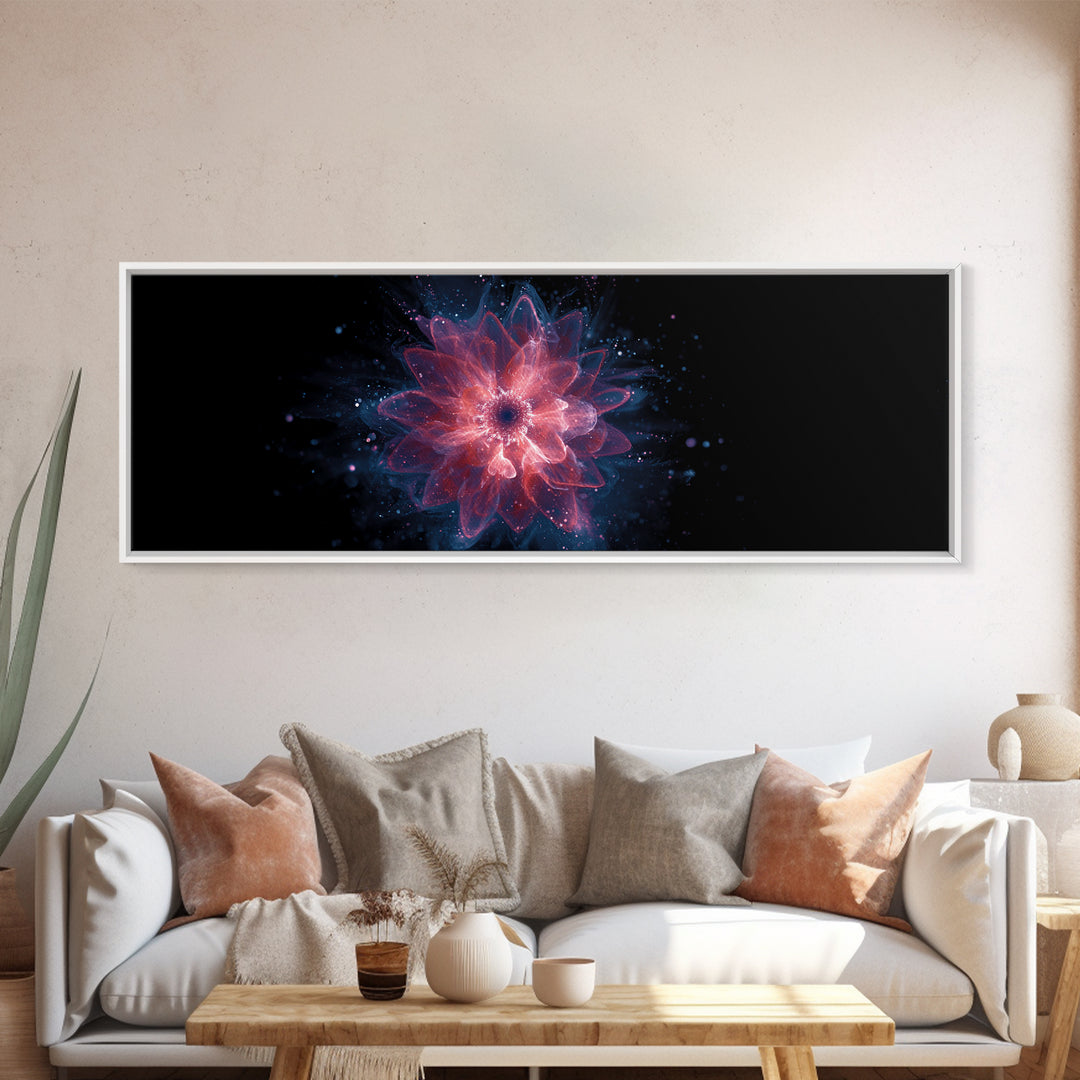 Glowing Pink Cosmic Blossom Wall Art, Modern Abstract Art, Digital Art Print, Space Abstract Art, Trendy Bedroom Wall Decor