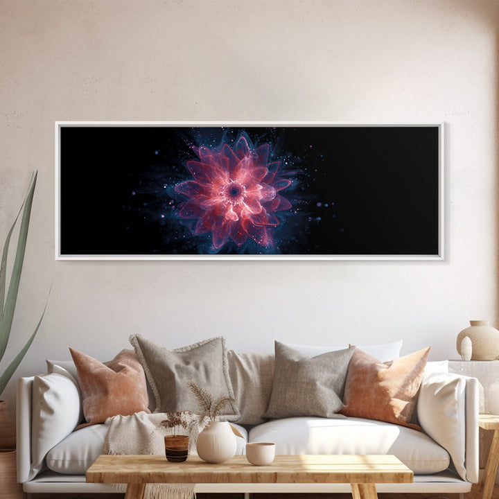 Glowing Pink Cosmic Blossom Wall Art, Modern Abstract Art, Digital Art Print, Space Abstract Art, Trendy Bedroom Wall Decor