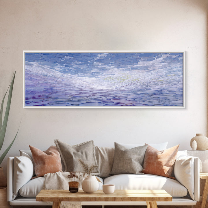 Icy Blue Reflective Ripple Landscape Canvas Print, Modern Abstract Art, Blue Wall Art, Scandinavian Modern, Home Office Decor