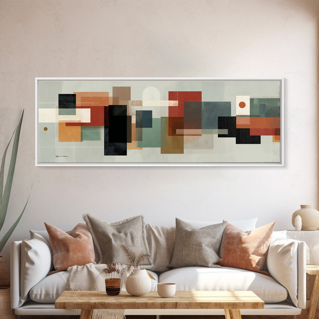 Muted Geometric Blocks Wall Art, Midcentury Modern Abstract Art, Office Wall Decor, Bauhaus Poster, Minimalist Home Decor