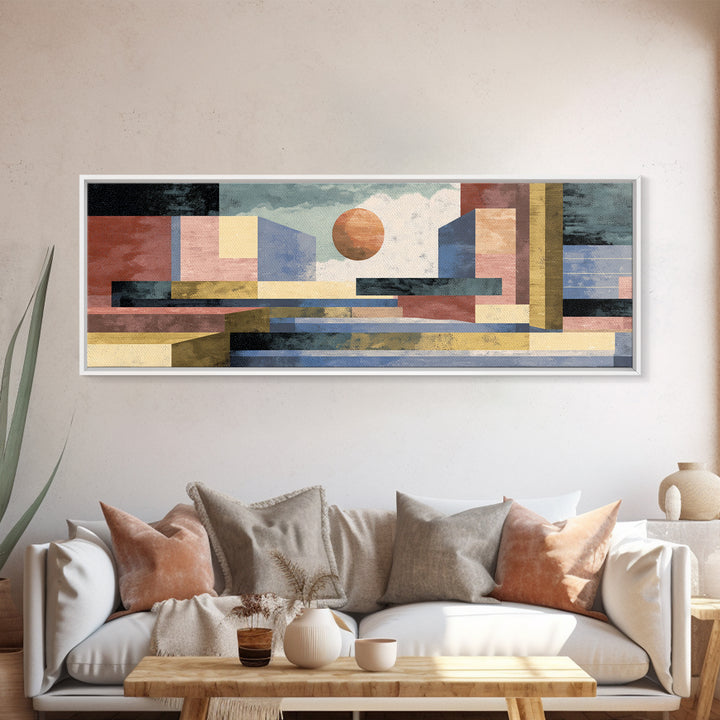 Abstract Sunlit Architecture Canvas Print, Midcentury Modern Art, Coastal Wall Decor, Geometric Poster, Living Room Decor