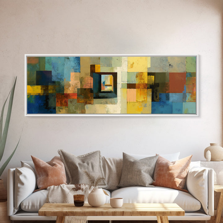 Earthy Abstract Doorway Canvas Print, Midcentury Modern Art, Rustic Office Wall Decor, Geometric Artwork, Home Decor, Living Room Art
