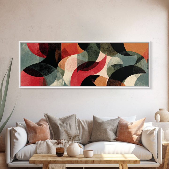 Bold Organic Shapes Canvas Print, Midcentury Modern Abstract Art, Red Black Wall Decor, Geometric Poster, Statement MCM Art