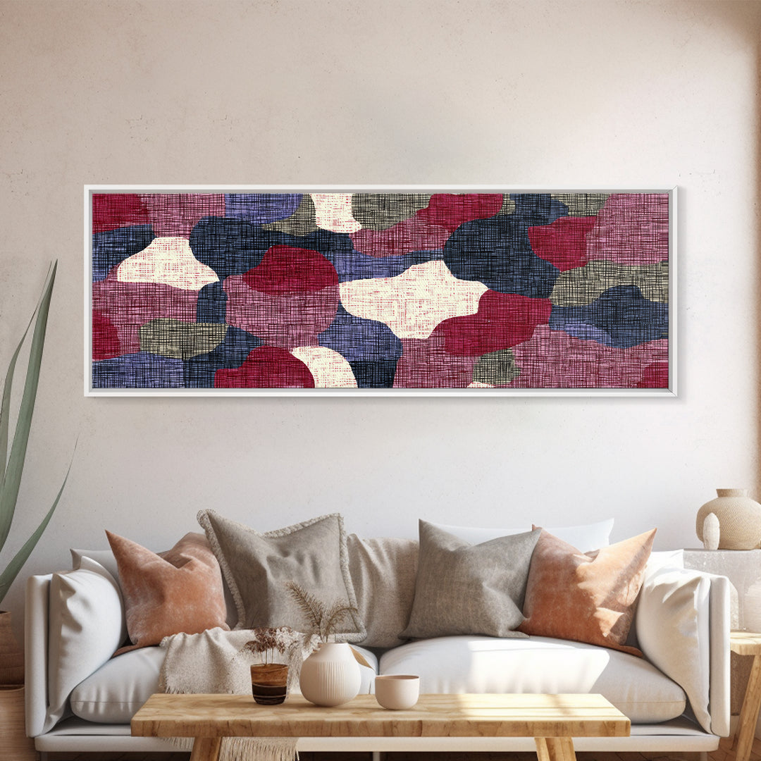 Rose Navy Woven Abstract Wall Art, Midcentury Modern Decor, Organic Pattern Print For Bedroom, Office, And Living Room Decor