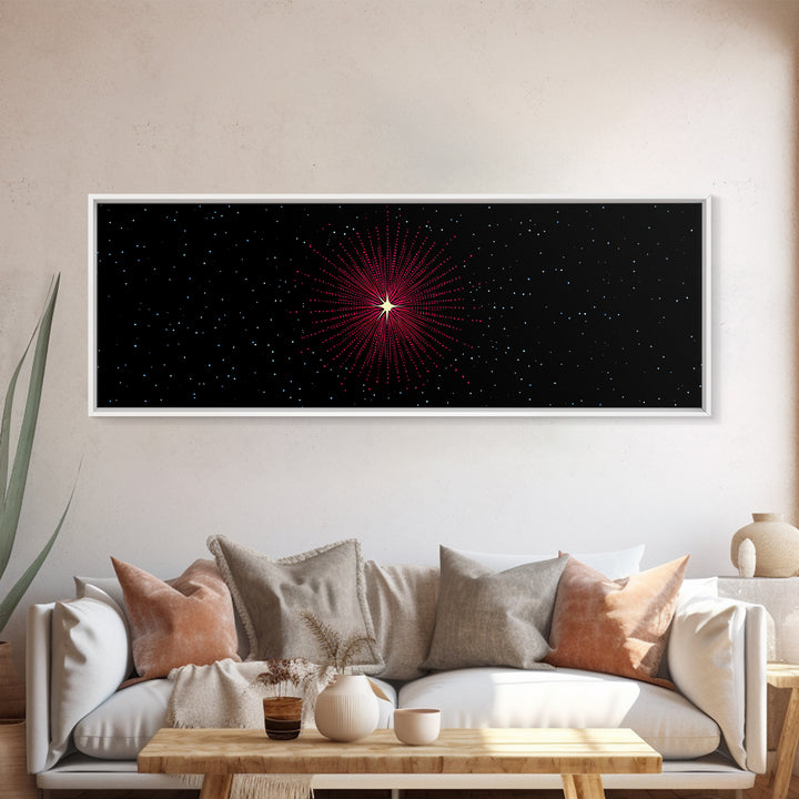 Minimal Red Starburst Wall Art, Sci Fi Space Abstract Print, Modern Cosmic Poster, Dark Galaxy Decor, Retro Home Accent Print