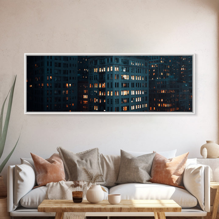 Moody High Rise Office Windows Wall Art, Urban Cityscape Print, Modern Architecture Poster, Industrial Home Office Decor