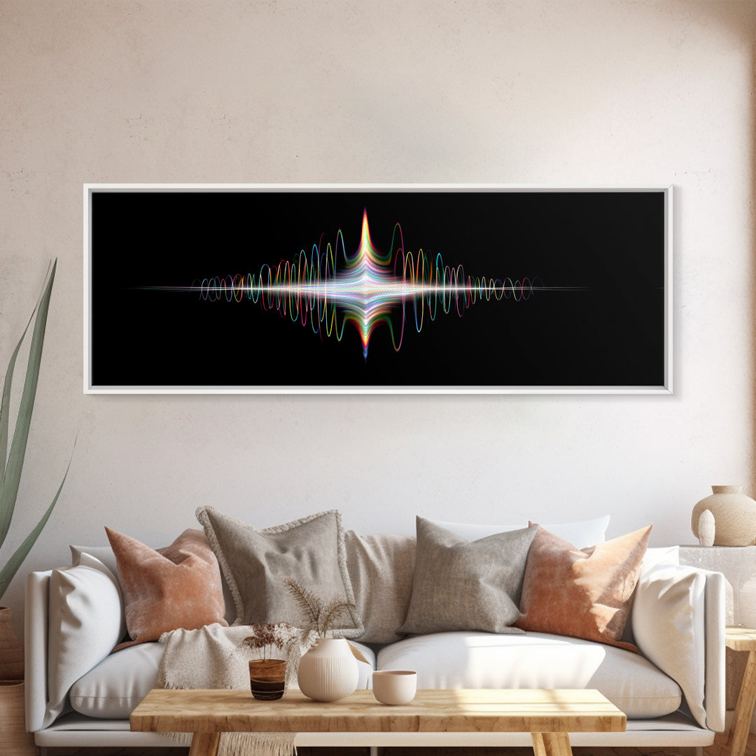 Prismatic Light Waveform Wall Art, Modern Digital Art Print, Abstract Sound Wave Poster, Futuristic Home Office Wall Decor
