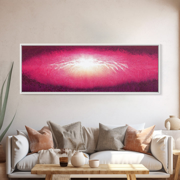 Pink Radiant Wave Field Canvas Print, Bright Abstract Wall Art, Modern Digital Art Poster, Girly Maximalist Bedroom Decor