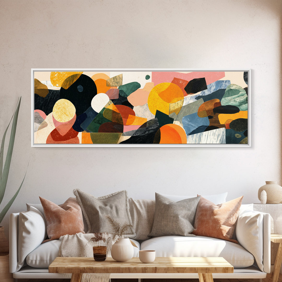 Vibrant Retro Geometric Shapes Wall Art, Midcentury Modern Abstract Print, Colorful MCM Decor, Bold Living Room Poster Gift