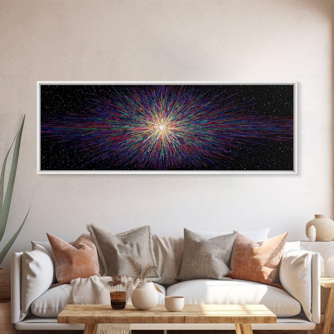 Rainbow Particle Starburst Wall Art, Bright Abstract Art, Modern Digital Art Print, Colorful Poster, Retro Sci Fi Space Decor