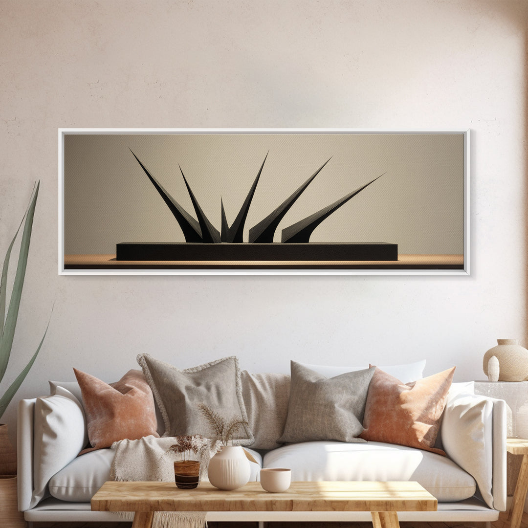 Black Angular Modern Sculpture Canvas Print, Minimalist Geometric Wall Art, Masculine Office Decor, Contemporary Art Print