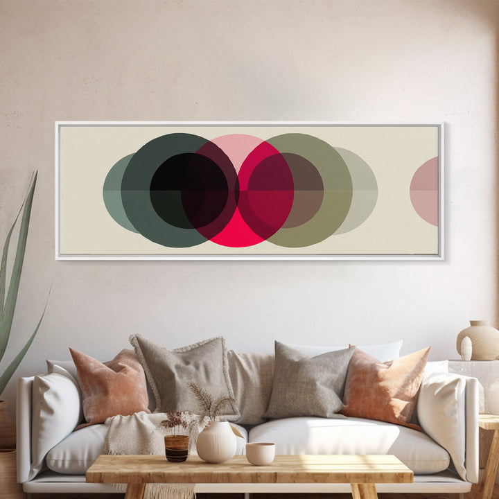 Soft Olive Pink And Charcoal Overlapping Circles Wall Art, Modern Abstract Print, Midcentury Geometric Decor, Neutral Poster