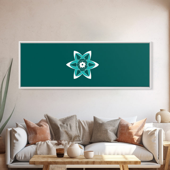 Minimal Teal Atomic Flower Wall Art, Mid Century Modern Abstract Art, MCM Wall Decor, Space Abstract Art, Digital Art Print