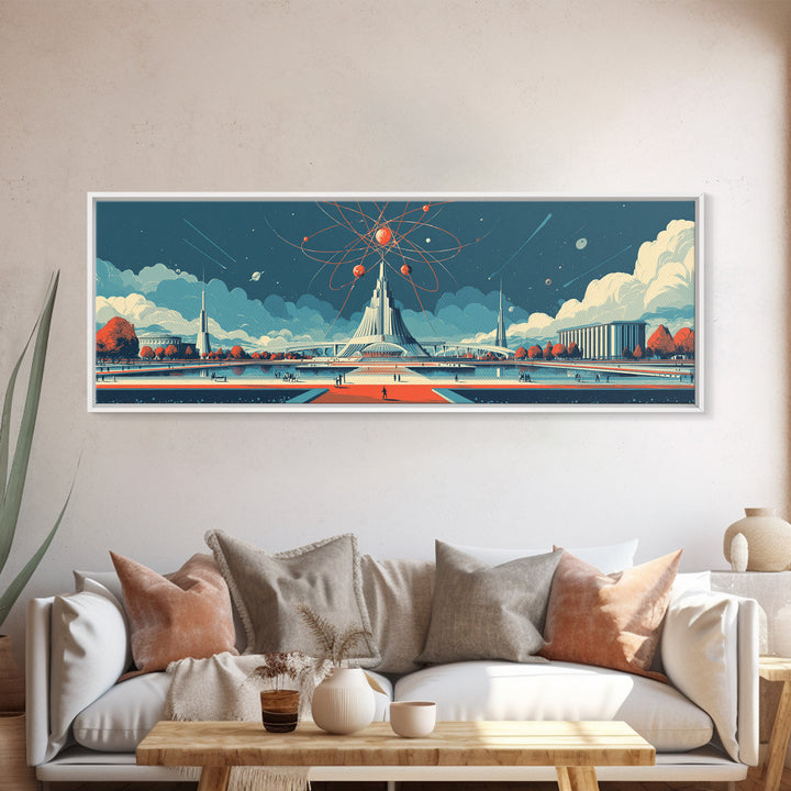 Atomic Expo Pavilion Wall Art, Midcentury Modern Art Print, Retro Futurist Architecture Poster, Space Age Office Decor Gift