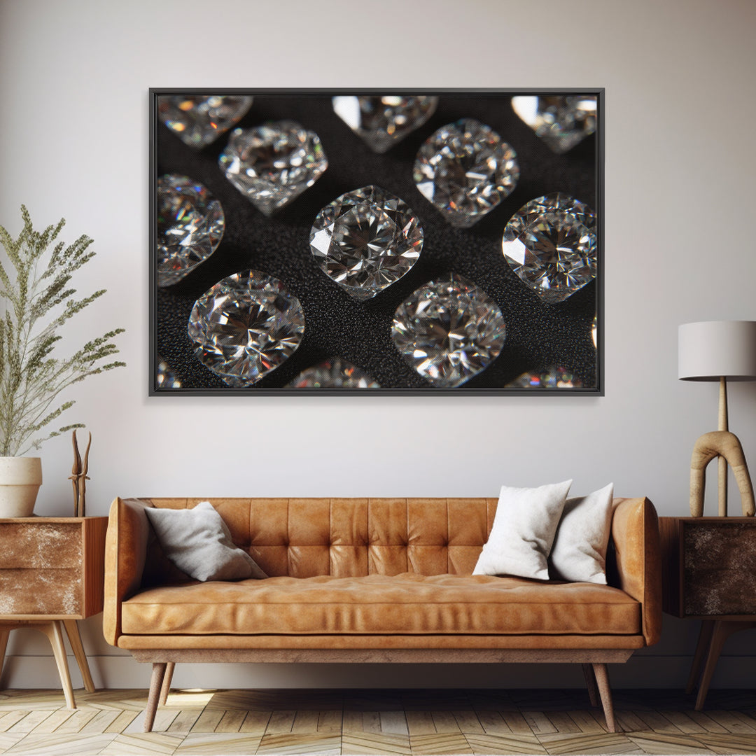 Sparkling Round Diamond Macro Wall Art, Glam Black White Photo Print, Luxury Modern Decor, Statement Jewelry Poster Gift