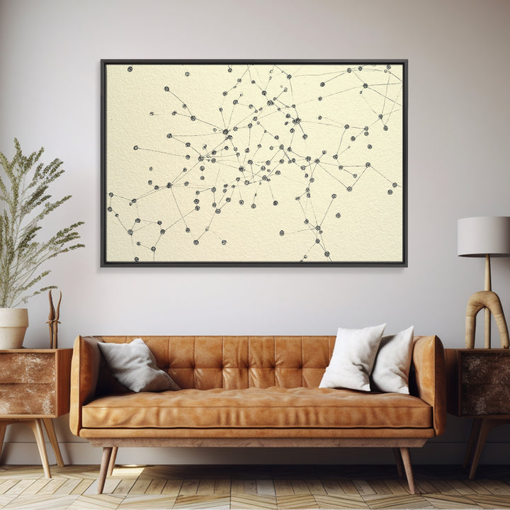 Minimal Network Dots And Lines Wall Art, Geometric Abstract Print, Modern Minimalist Decor, Science Poster, Office Wall Decor