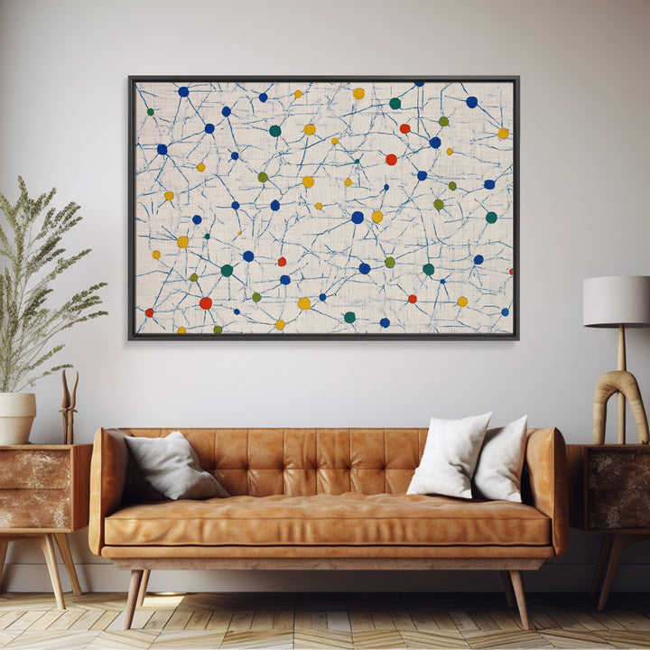Colorful Atomic Starburst Pattern Canvas Print, Mid Century Modern Wall Art, Geometric Abstract Art, Bauhaus Home Decor, Art Print