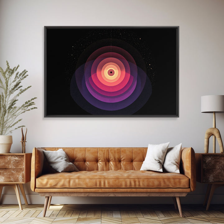 Cosmic Pink Orbital Eye Wall Art, Midcentury Modern Abstract, Space Geometric Poster, Retro Modern Wall Decor Print For Living Room