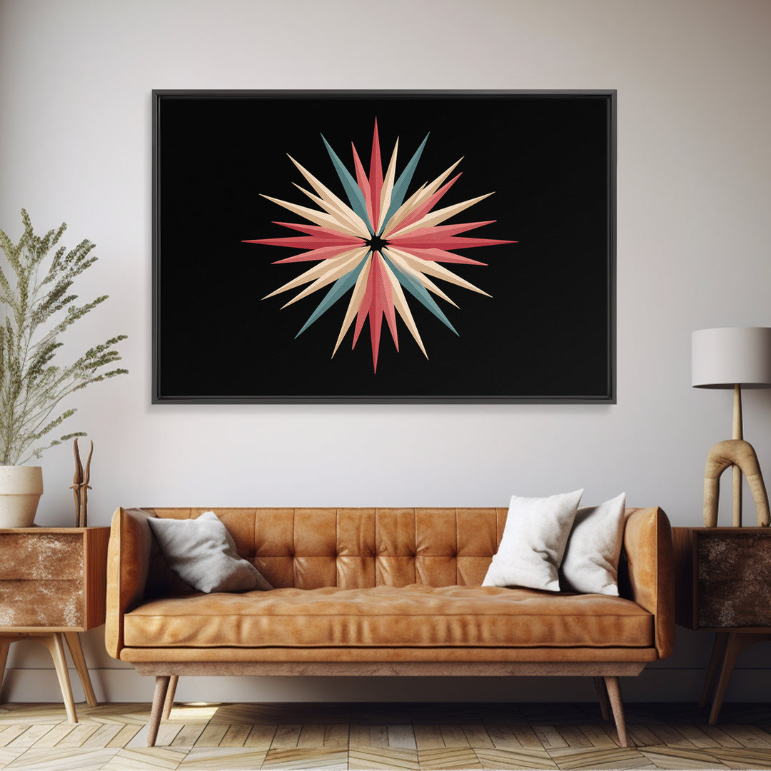 Atomic Starburst Abstract Wall Art, Mid Century Modern Print, Retro Geometric Poster, MCM Wall Decor, Colorful Canvas Style