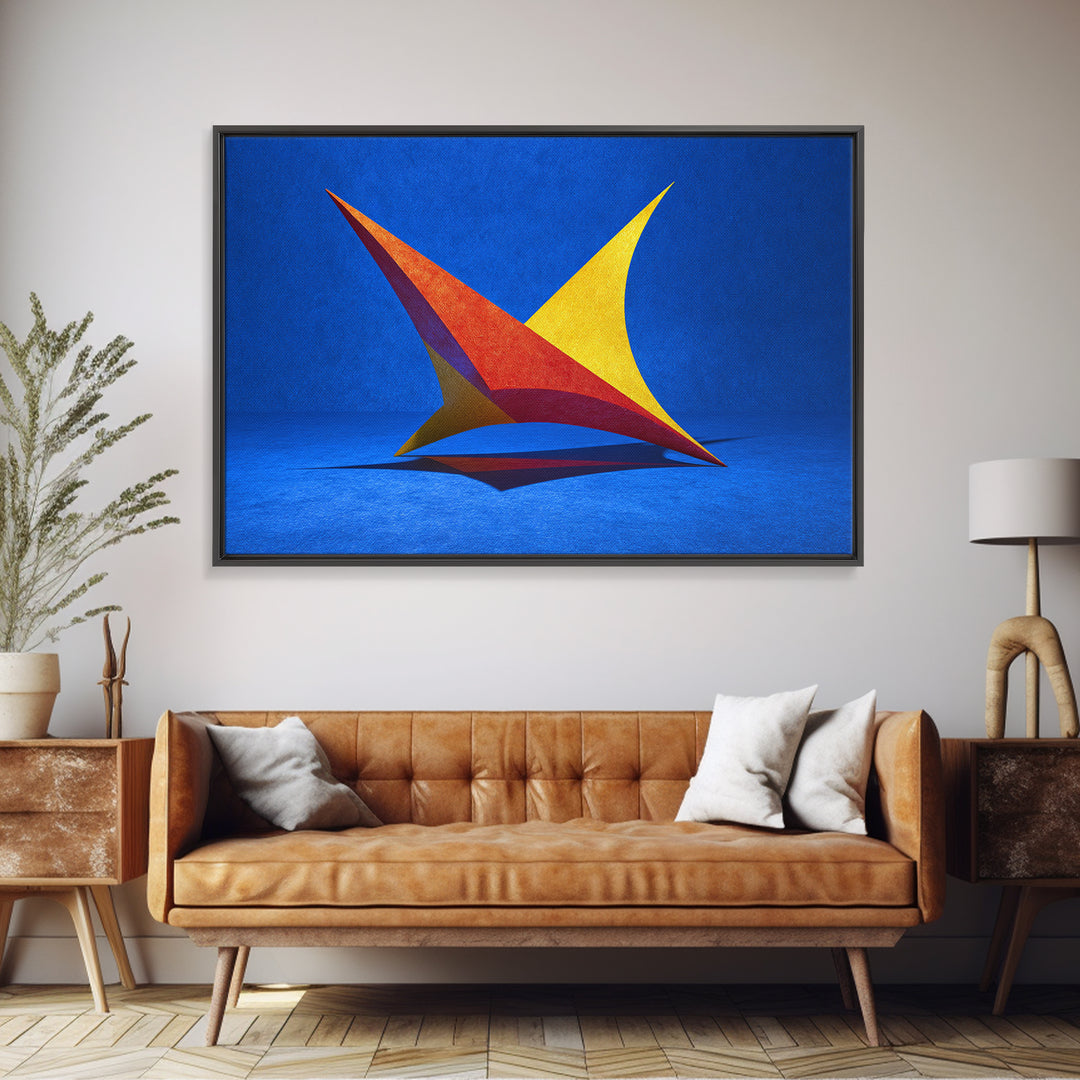 Minimal Kinetic Sculpture Canvas Print, Blue Modern Abstract Art, Midcentury Modern Wall Art, Bold Geometric Home Decor Print