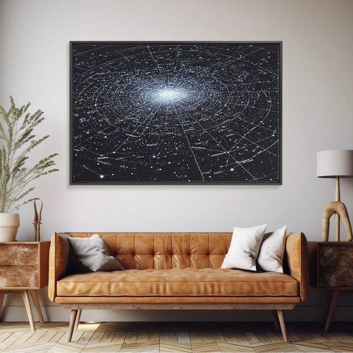 Radiant Galaxy Star Chart Wall Art, Deep Navy Constellation Map, Cosmic Astronomy Poster, Modern Space Decor Print For Bedroom