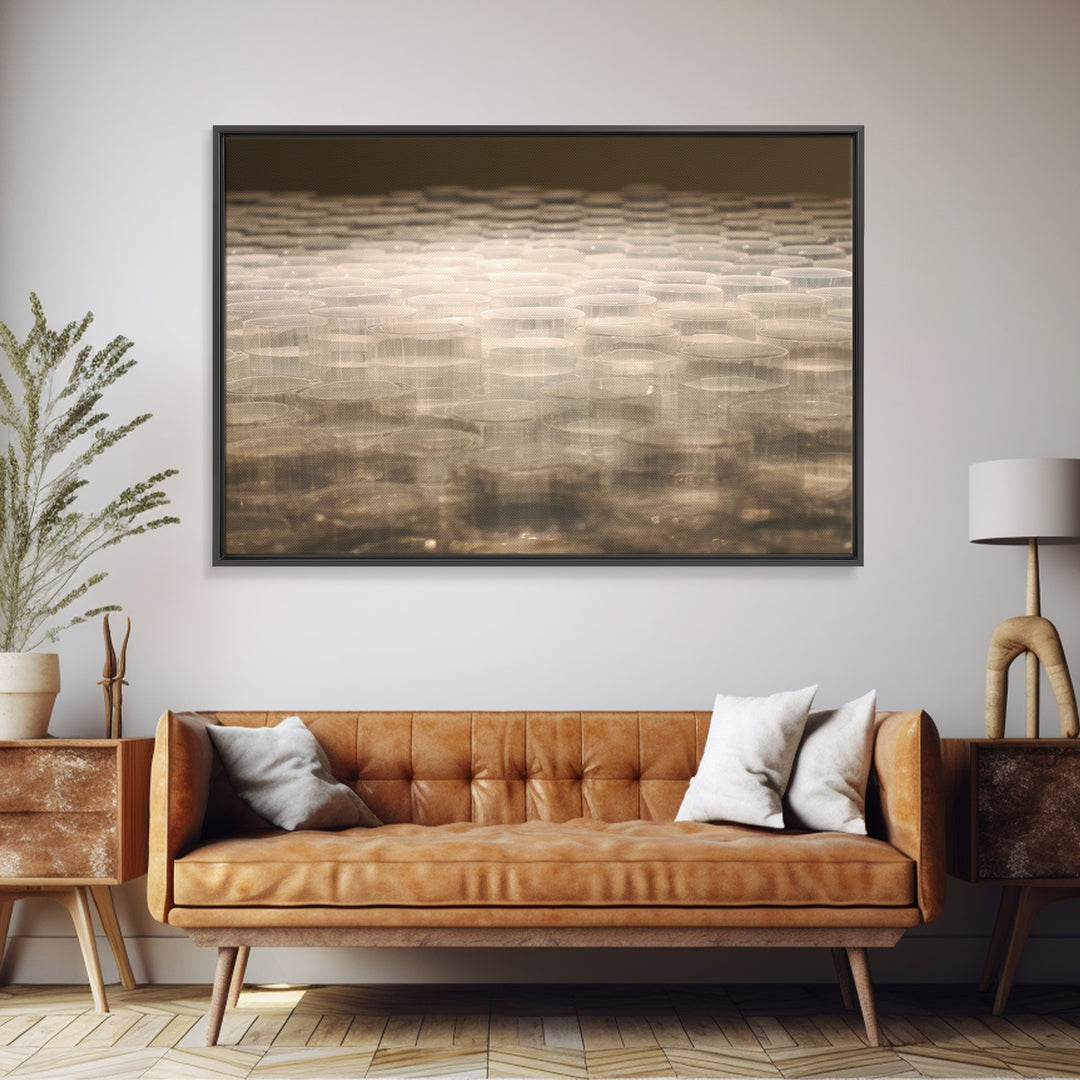 Translucent Neutral Circle Cell Abstract Wall Art, Modern Geometric Art Print, Beige Contemporary Home Office Decor Poster