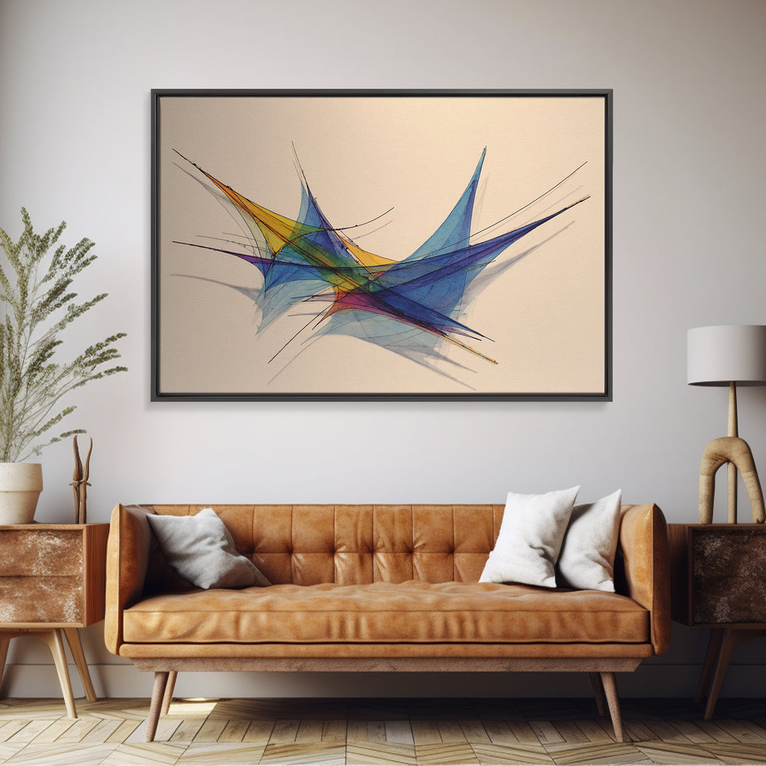 Colorful Geometric Stabile Wall Art, Modern Sculpture Inspired Print, Midcentury Abstract Lines, Bauhaus Bright Home Office Decor