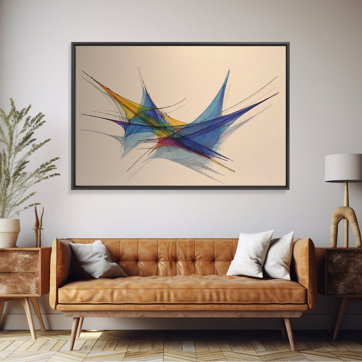 Colorful Geometric Stabile Wall Art, Modern Sculpture Inspired Print, Midcentury Abstract Lines, Bauhaus Bright Home Office Decor
