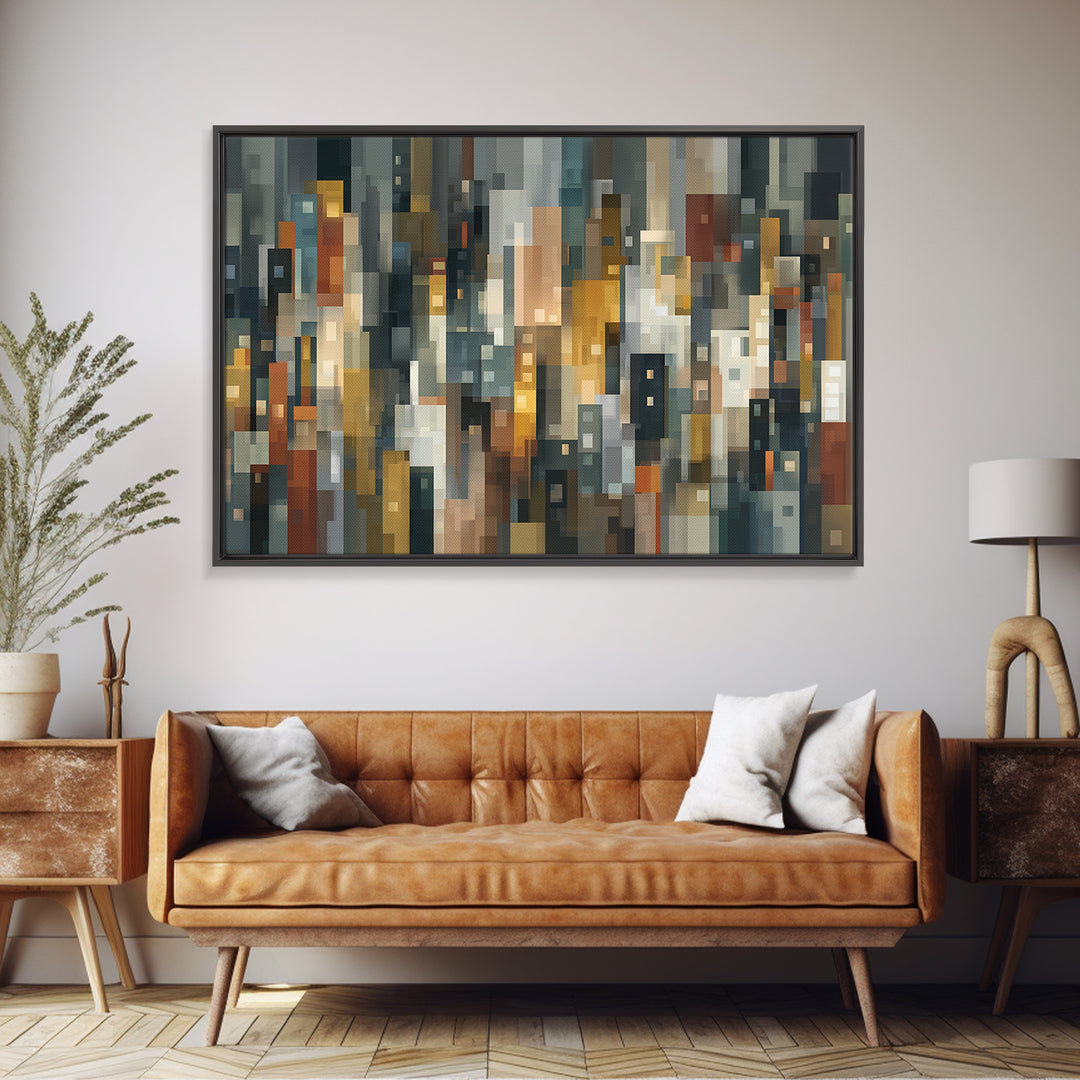 Moody Abstract City Skyline Wall Art, Modern Urban Decor, Geometric Cityscape Print, Home Office Art, Contemporary Poster