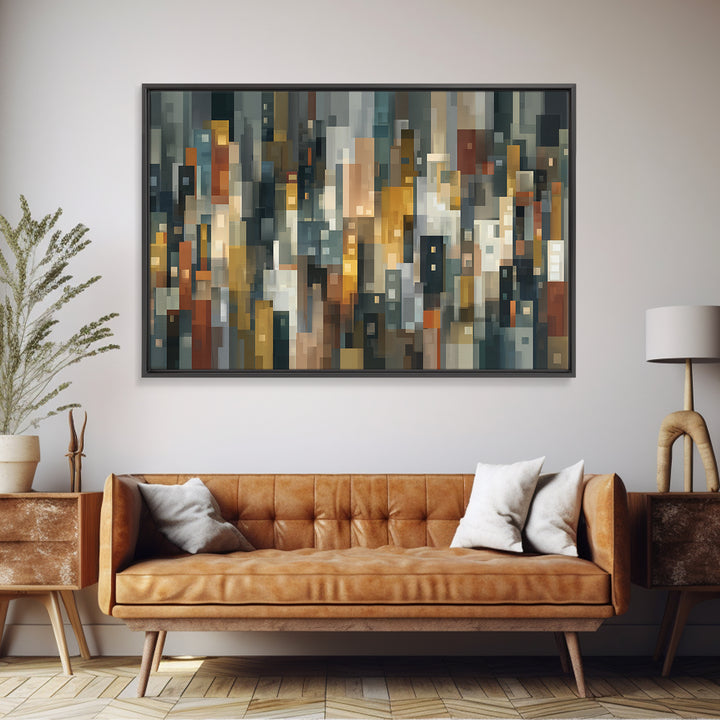 Moody Abstract City Skyline Wall Art, Modern Urban Decor, Geometric Cityscape Print, Home Office Art, Contemporary Poster