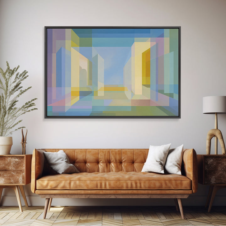 Pastel Geometric Atrium Wall Art, Scandinavian Modern, Minimalist Wall Art, Abstract Decor Art, Modern Home Decor, Office Decor