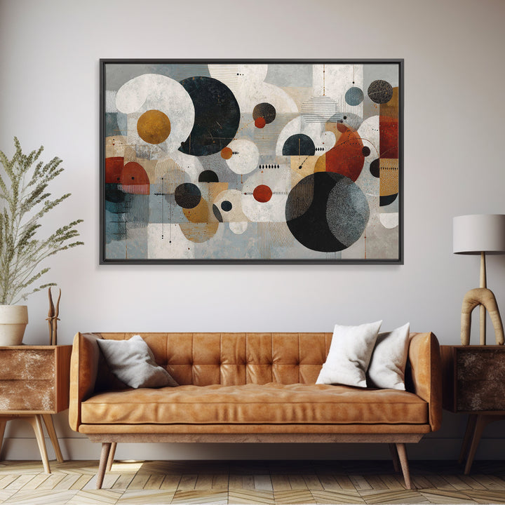 Atomic Circle Mobile Wall Art, Midcentury Modern Art, Geometric Art Print, Abstract Wall Art, Burnt Orange Art, Retro Decor
