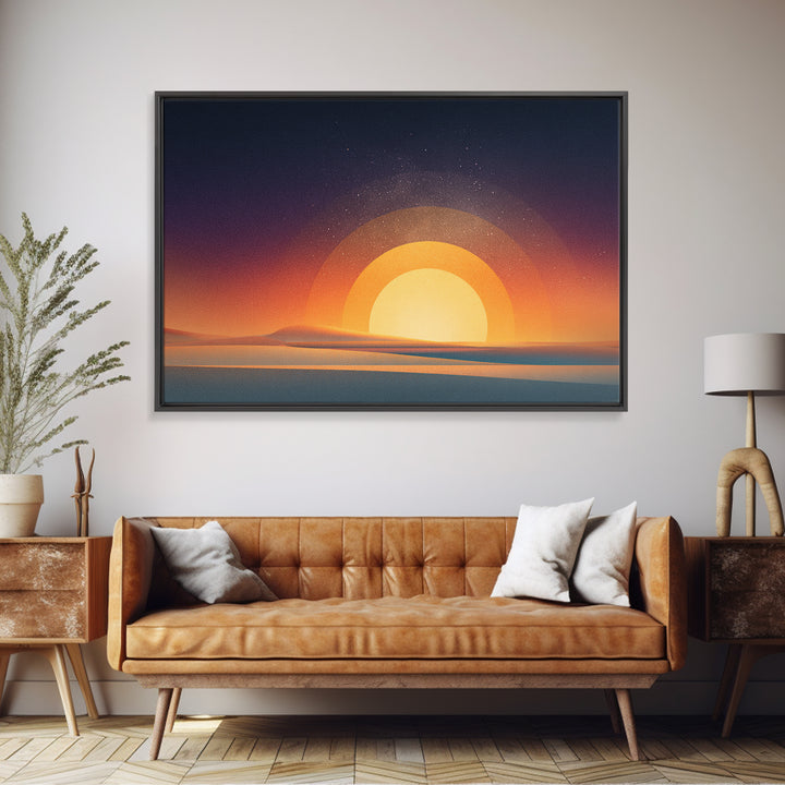 Orange Desert Sun Wall Art, Retro Modern Poster, Minimalist Landscape Print, Midcentury Decor, Warm Abstract Wall Decor Art