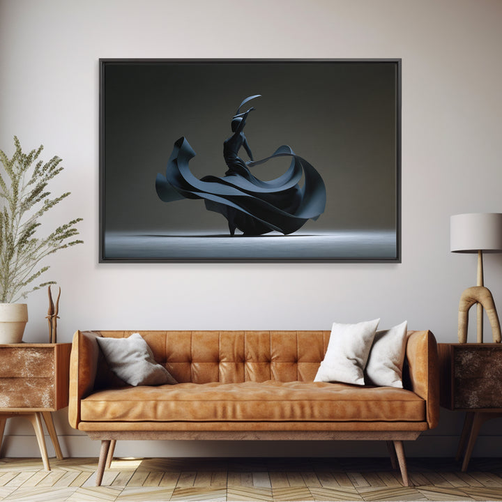 Black Flamenco Dancer Canvas Print, Modern Sculpture Inspired Wall Art, Masculine Abstract Decor, Statement Wall Decor Poster